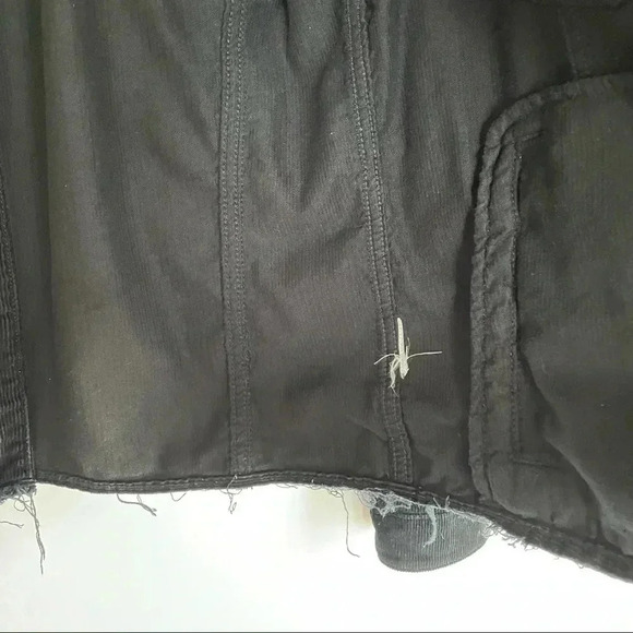 Abercrombie and Fitch Black Corduroy Button Down Unisex Jacket S Raw Edge Collar - Picture 9 of 11